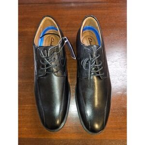 Clarks Mens Whiddon Pace Dress Shoes Black Leather Oxford Lace-Up Size 9 M NEW